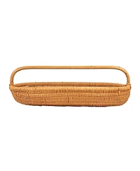 Storied Home Hand-Woven Rattan Basket with Handle, Natural