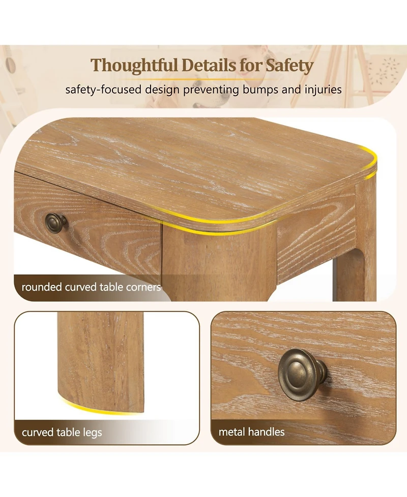 Streamdale Furniture Streamdale Rustic Console Table with Curved Corners, 3 Drawers