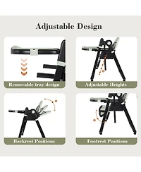 Streamdale Furniture Convertible Baby High Chair to Rocker with 5-Point Harness (Dark Green