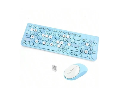 Risokeys Wireless Keyboard & Mouse Combo, Typewriter Style with Round Keycaps, 2.4GHz for Computer, Desktop, Laptop