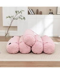 Streamdale Furniture Adjustable Corduroy Floor Sofa with Straps for Versatile Configurations