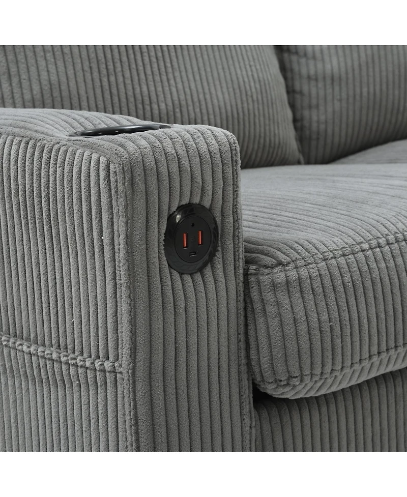 Streamdale Furniture Streamdale Light grey 3-seat combo sofa with storage ottoman, L-shaped sectional couch