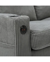 Streamdale Furniture Streamdale Light grey 3-seat combo sofa with storage ottoman, L-shaped sectional couch