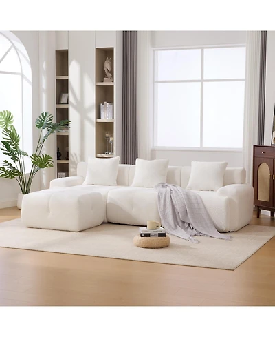 Streamdale Furniture Streamdale 104.3" 4-Piece L-Shaped Upholstered Modular Sectional Sofa, Ivory