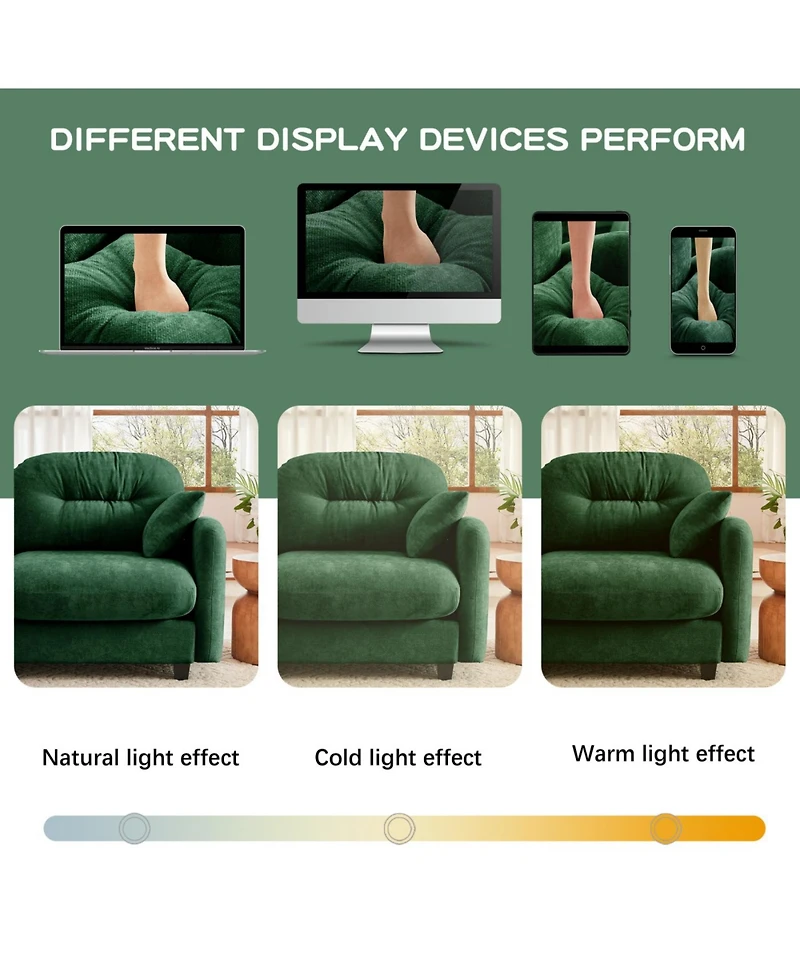 Streamdale Furniture Streamdale Three-Seater Modular Sectional Couch, Soft Chenille Fabric, Green