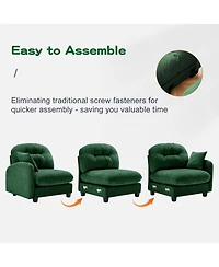 Streamdale Furniture Streamdale Four-Seater Modular Chenille Sectional Couch with Pillows, Green