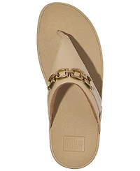 FitFlop Women's Lulu Square-Chain Leather Toe-Post Wedge Sandals