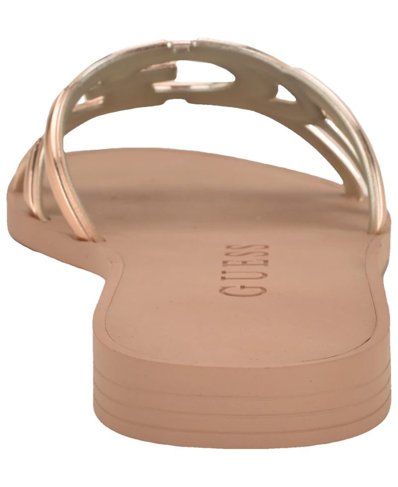 Guess Women's Elyho Logo Cutout Flat Jelly Sandals