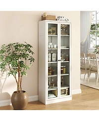 Streamdale FurnitureMetal Kitchen Pantry Cabinet - 72" Tall Storage with 5 Adjustable Shelves, White