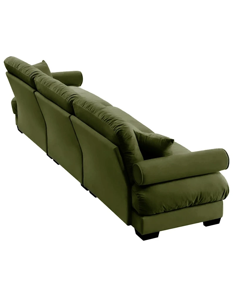 Streamdale Furniture Streamdale Extra Large 3 Seat Modern Velvet Sofa, Oversize, Comfortable, Olive Green