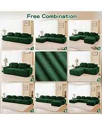 Streamdale Furniture Modern L-Shaped Corduroy Sectional Sofa with Movable Ottoman, Green