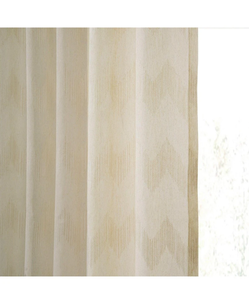 Half Price Drapes Sirius Striped Patterned Faux Linen Sheer Curtain