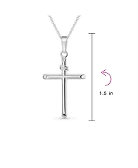 Bling Jewelry Set of 2 Minimalist Medium & Large Cross Pendant Necklace Sterling Silver