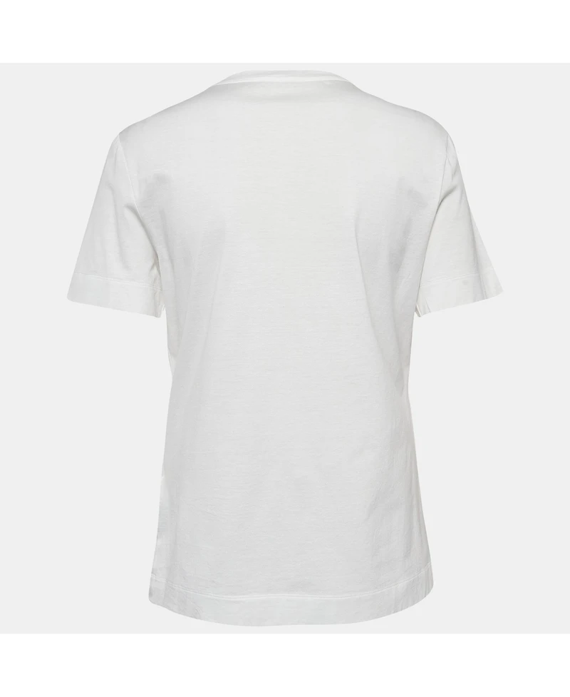 Pre-Owned Versace Women's White Logo Print Cotton T-Shirt