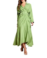 Coast Women's Twill Long Sleeve Wrap Dress With Belt