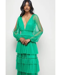 Warehouse Women's Cinched Waist Maxi Dress