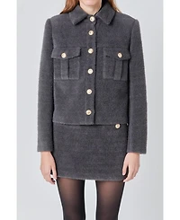 endless rose Women's Soft Brushed Buttoned Jacket