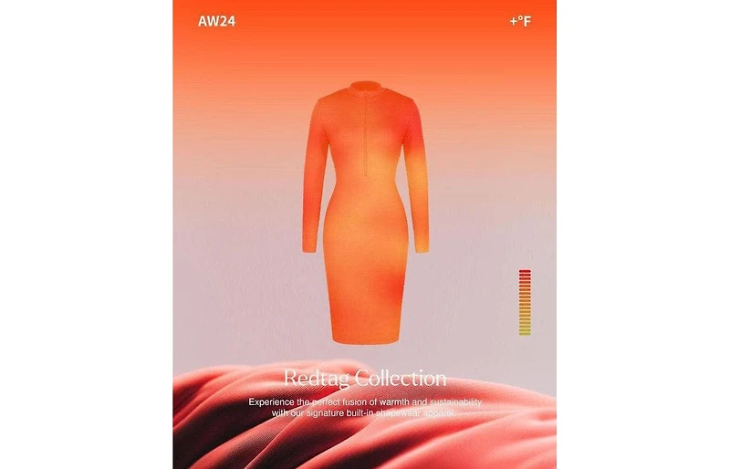 Popilush Women's Redtag Thermal Shapewear Long Sleeve Mock Neck Midi Dress