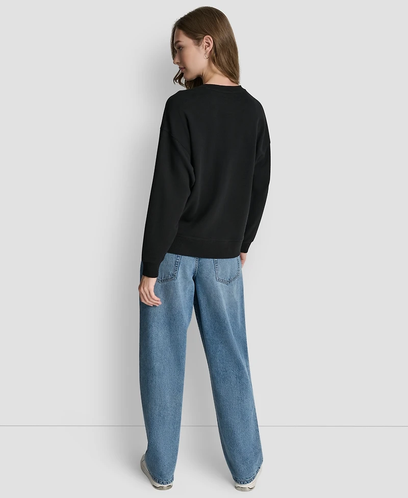 Dkny Jeans Women's Stacked Foil Logo Crewneck Sweatshirt