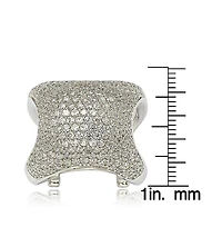 Suzy Levian Sterling Silver Cubic Zirconia Pave Standup Ring