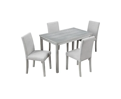 sumyeg 5-Piece Crystal Accent Wood Dining Set with Rectangular Kitchen Table and 4 Upholstered Chairs
