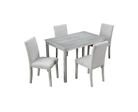 sumyeg 5-Piece Crystal Accent Wood Dining Set with Rectangular Kitchen Table and 4 Upholstered Chairs