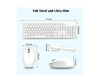 risokeys Wireless Keyboard & Mouse Combo – Full-Size, Silent, 2.4GHz, 2-in-1 Receiver, Compatible with Laptops – White