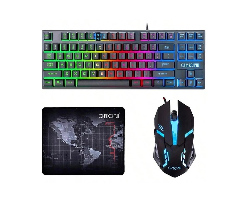 87 Keys Tkl Gaming Keyboard And Mouse Combo - Wired Backlit Keyboard with 800 - 3200 Dpi Rgb Mouse