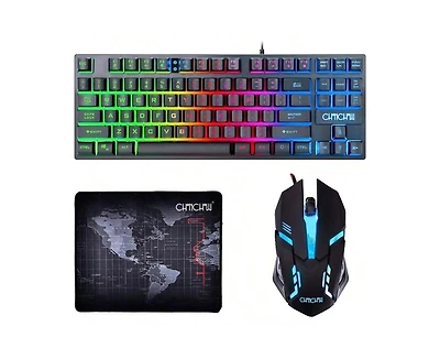 87 Keys Tkl Gaming Keyboard And Mouse Combo - Wired Backlit Keyboard with 800 - 3200 Dpi Rgb Mouse