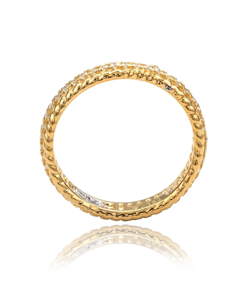 Suzy Levian Sterling Silver Cubic Zirconia French Filigree Eternity Band