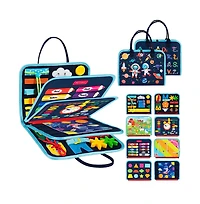 Cowin Busy Board 8 in 1 Busy Book Montessori Toys for Toddler Sensory Toys Developing Sensory Board Travel Toys Blue