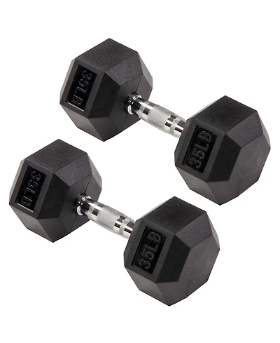 Signature Fitness Hex Dumbbells Strength Training Workout Equipment Set, 35 lbs