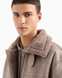 A|X Armani Exchange Men's Faux-Leather Sherpa-Lined Jacket
