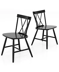 Costway Dining Chairs Farmhouse Kitchen Chair with Rubber Wood Frame