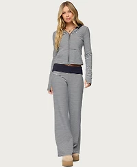 Edikted Womens Meggy Striped Fold Over Pants