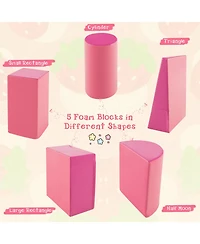 Skonyon 5-Piece Kids Climb and Crawl Activity Playset-Pink