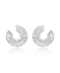Suzy Levian Sterling Silver Cubic Zirconia Open Circle Crescent Earrings
