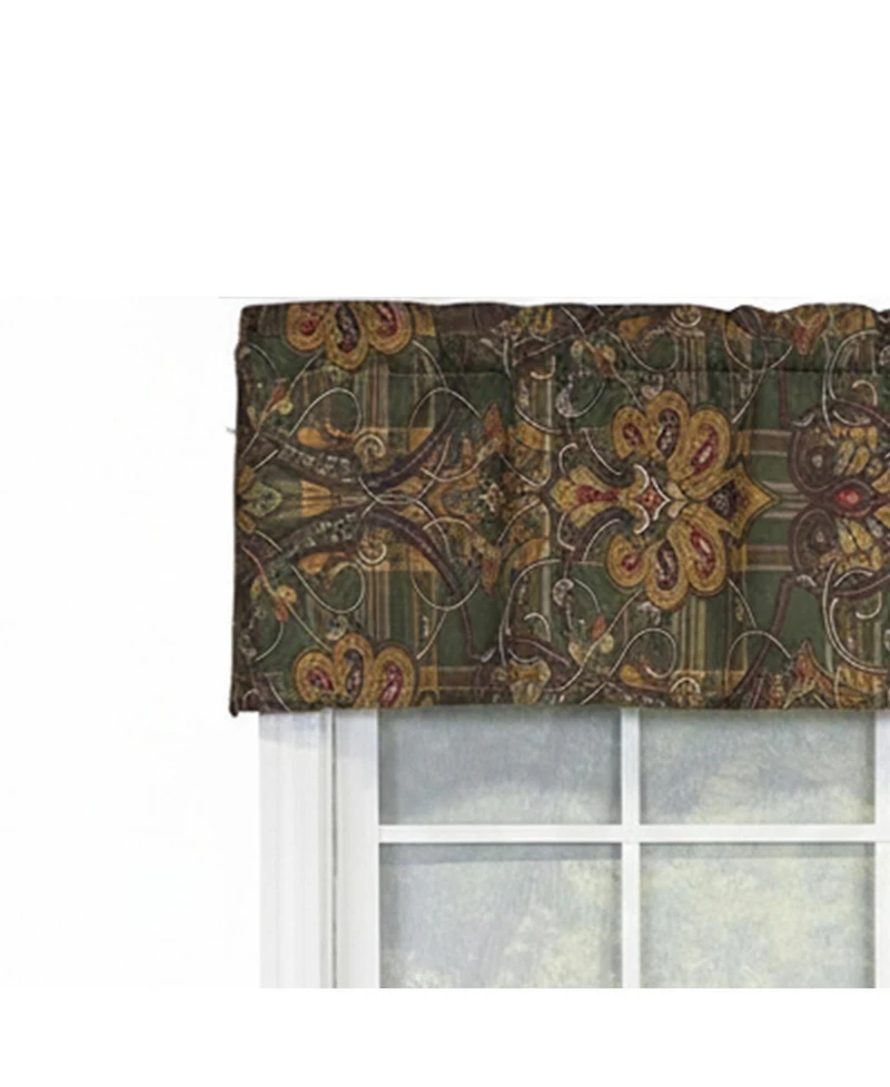 Rlf Home 100% Cotton High Quality Espadas Tailored Window Valance with 1.5" Rod Pocket 50" W X 12" L Hunter