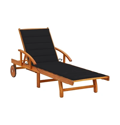 vidaXL Sunlounger Black Solid acacia wood, 100% polyester fabric Standard