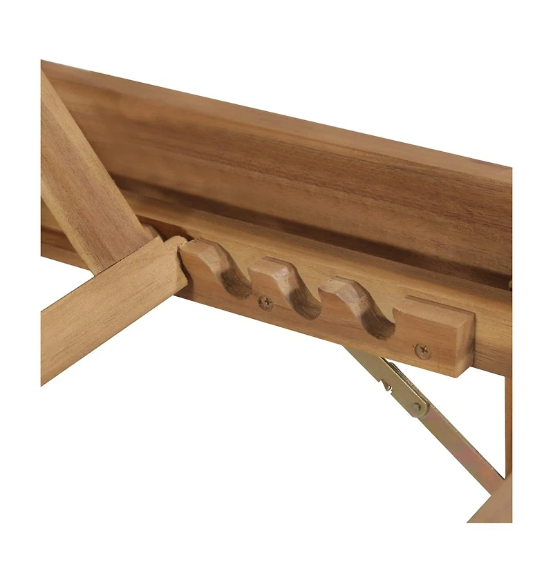 vidaXL Sun Lounger Cream & Natural Wood Solid Acacia wood 78.7 in length