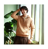 Campus Sutra Men's Rust Orange Panel-Stitch Knit Sweatshirt