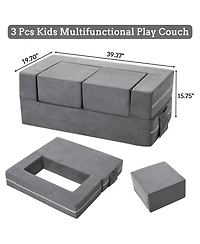 gaomon Kids Couch 3PCs Modular Play Couch, Toddler Convertible Sofa Foam Floor for Children, Bed Creative Set