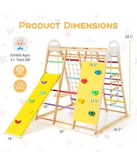 Hongge 8-in-1 Wooden Jungle Gym Playset with Slide, Monkey Bars, and Climbing Wall