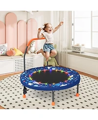 Hongge Kids Led Light Trampoline with Foam Handrail Foldable Frame and Safety Cover