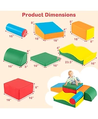 7 Pieces Toddlers Climbing Toys with Epe Foam and Removable Pu Leather