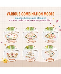 Mecale Kids Balance Beam Stepping Stones Gym Obstacle Children Balance Board 6PCS