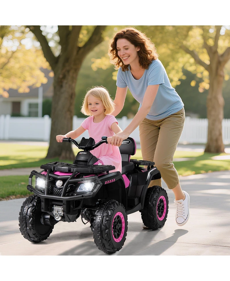 Gymax 24V 2-Seater 4-Wheeler Quad Electric Vehicle w/ 4 Motors Soft Start Led Lights