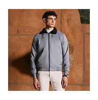Campus Sutra Men's Coin Grey Contrast Sherpa-Lined Suede Bomber Jacket