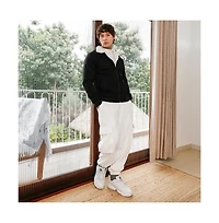 Campus Sutra Men's Raven Black Contrast Sherpa-Lined Suede Bomber Jacket