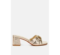 London Rag Womens Bellamy Horsebit Detail Snake Print Sandals